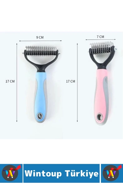 Kaymaz Kolay Tutuş Pet Kedi Köpek Masaj Etkili Evcil Hayvan Kıtık Açıcı Çift Taraflı Tarak - Resim 4