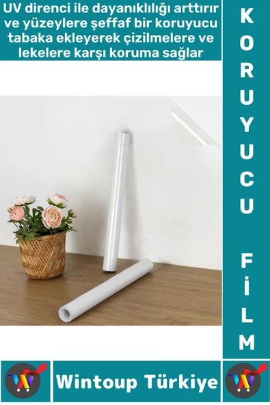 İz Bırakmaz Kolay Temizlenir Mobilya Tezgah Zemin Çizilme Önleyici Yapışkanlı Şeffaf Koruyucu Film ürün görseli