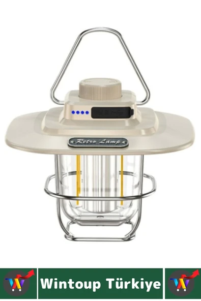 Kamp Piknik Outdoor Asılabilir Tasarım Nostaljik Yağmura Toza Dayanıklı Şarjlı Powerbankli Işıldak - 5