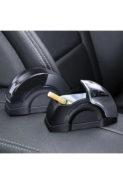 Koku Önleyici Otomatik Kapaklı Araç İçi Küllük-Isıya Dayanıklı Metal Hazne, Kol Dayamaya Uygun - Resim 2