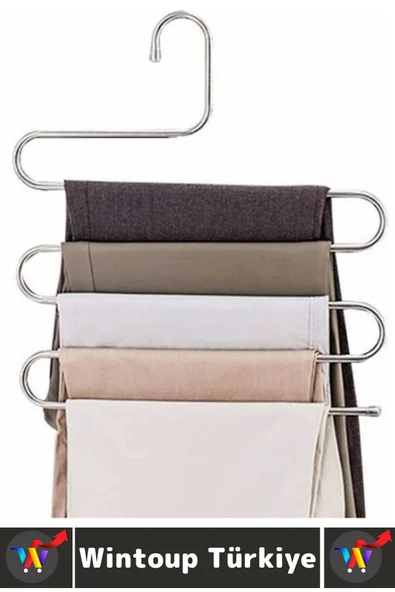Dayanıklı Kolay Temizlenir Kaymaz Dolap İçi Düzenleme Giysi Havlu Kravat Pantolon Krom Askı 5 Adet - Resim 4