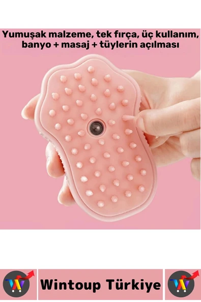 Evcil Hayvan Kedi Banyo Tüy Tarama Masaj Etkili Yumuşak Zararsız Pati Tasarımlı Pratik Buharlı Tarak - Resim 4