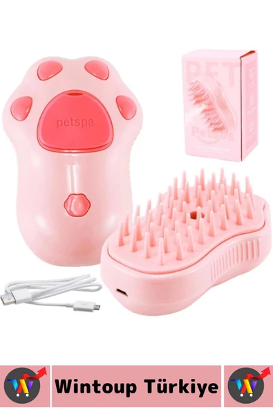 Evcil Hayvan Kedi Banyo Tüy Tarama Masaj Etkili Yumuşak Zararsız Pati Tasarımlı Pratik Buharlı Tarak - Resim 2