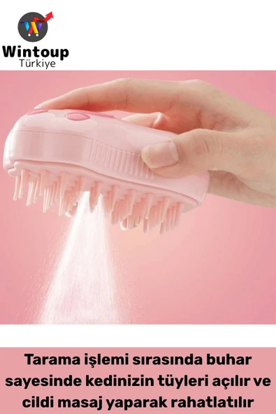 Evcil Hayvan Kedi Banyo Tüy Tarama Masaj Etkili Yumuşak Zararsız Pati Tasarımlı Pratik Buharlı Tarak ürün görseli