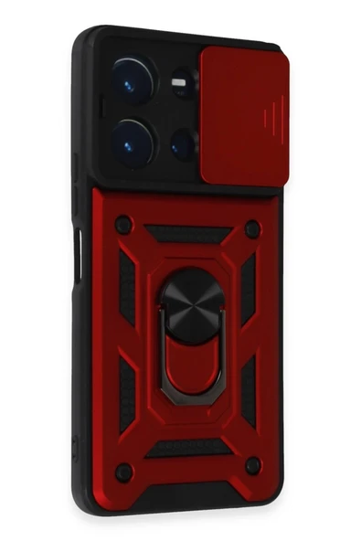 Vivo Y36 Kılıf Pars Lens Yüzüklü Silikon - Kırmızı ürün görseli