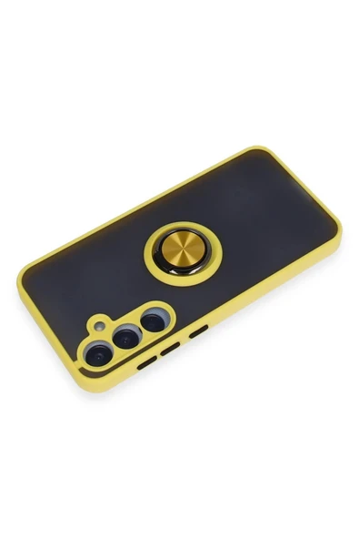Samsung Galaxy A55 5G Kılıf Montreal Yüzüklü Silikon Kapak - Sarı - Resim 3