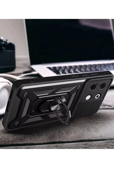 İnfinix Zero 30 5G Kılıf Pars Lens Yüzüklü Silikon - Yeşil - Resim 3