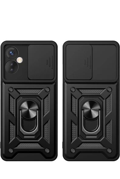 İnfinix Hot 30 5G Kılıf Pars Lens Yüzüklü Silikon - Siyah - Resim 3