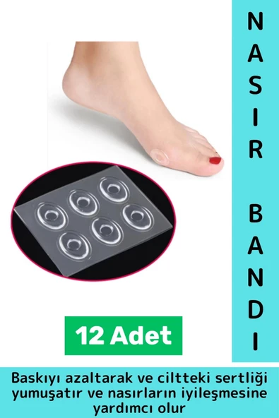 Gündelik Ayak Parmak Topuk Baskı Ağrı Rahatsızlık Sürtünme Azaltan Cilt Yumuşatan Nasır Bandı 12 Adt