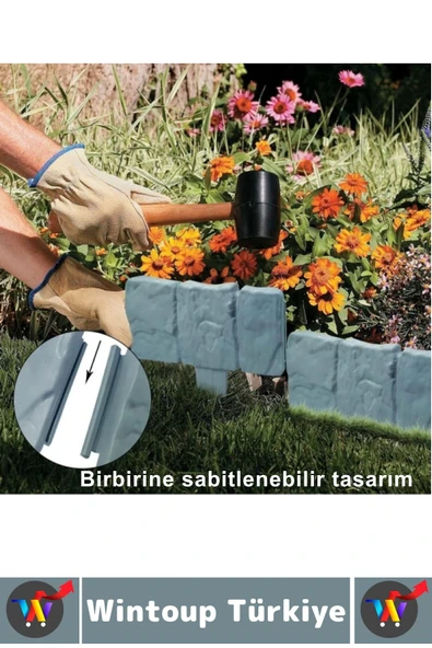 Dış Mekan Kolay Montaj Hava Koşullarına Dayanıklı Şık Estetik Doğal Taş Görünümlü Bahçe Çiti 5 Adet - 3