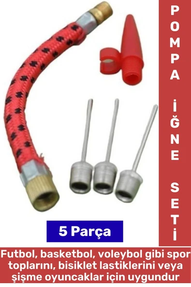 Manuel Elektrikli Pompa Uyumlu Futbol Basketbol Bisiklet Top Lastik Şişirme Pompa İğne Seti 5 Parça ürün görseli 1
