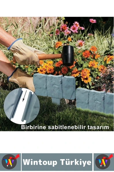 Dış Mekan Kolay Montaj Hava Koşullarına Dayanıklı Şık Estetik Doğal Taş Görünümlü Bahçe Çiti 10 Adet - 4