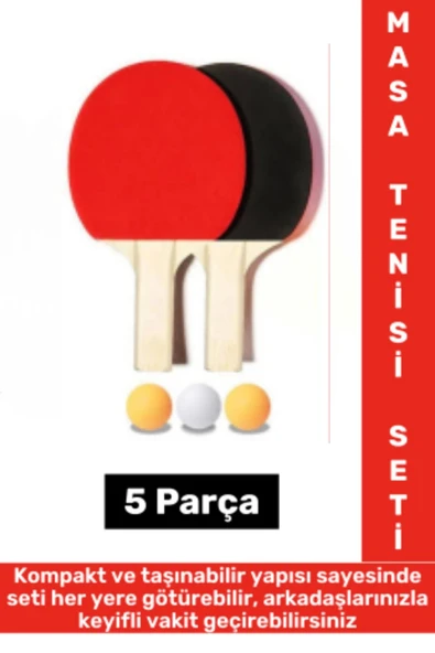 Ergonomik Dayanıklı Eğlenceli Çok Şık Renkli 2 Adet Raket 3 Adet Pinpon Topu Özel Masa Tenisi Seti