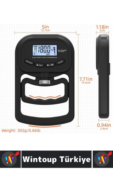 Güç Kuvvet Kavrama Kg/Lb Test Cihazı Fizik Tedavi 120 Kg Kapasite LCD Ekran Dijital El Dinamometresi - 2