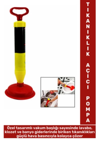 Dayanıklı Ergonomik Tutuş Kaymaz Vakumlu Banyo Temizlik Lavabo Klozet Gider Tıkanıklık Açıcı Pompa