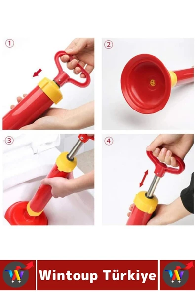 Dayanıklı Ergonomik Tutuş Kaymaz Vakumlu Banyo Temizlik Lavabo Klozet Gider Tıkanıklık Açıcı Pompa - 2