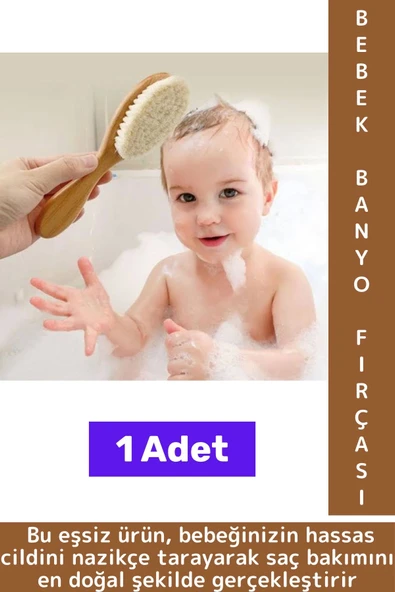Bebek Hassas Cilt İçin Banyo Saç Bakım Tarak Fırça Organik Keçi Kılı Ahşap Saplı Bebek Banyo Tarağı ürün görseli