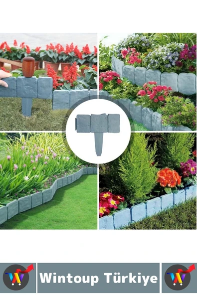 Dış Mekan Kolay Montaj Hava Koşullarına Dayanıklı Şık Estetik Doğal Taş Görünümlü Bahçe Çiti 10 Adet - 3