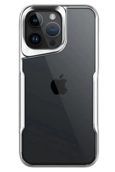 iPhone 14 Pro Max Kılıf Boyi Silikon Kapak - Gümüş - Resim 2