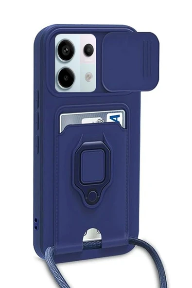 Xiaomi Redmi Note 13 Pro 5G Kılıf Zuma Kartvizitli Yüzüklü Silikon - Lacivert ürün görseli