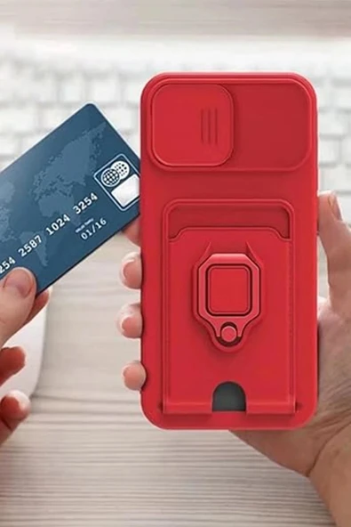 Xiaomi Redmi Note 13 Pro 5G Kılıf Zuma Kartvizitli Yüzüklü Silikon - Lacivert - Resim 2