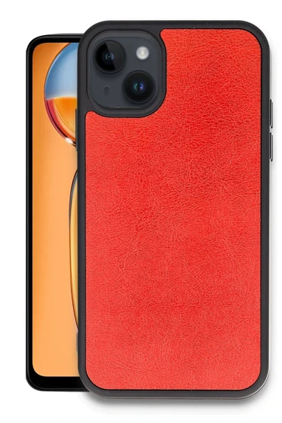 iPhone 15 Kılıf Aras Deri Kapak - Kırmızı ürün görseli 1