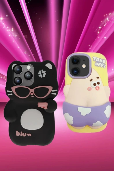 iPhone 15 Pro Kılıf Poky Karakter Silikon Kapak - Desen 2 - Resim 2