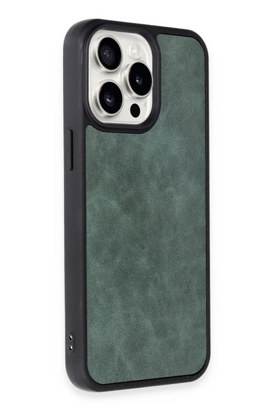 iPhone 14 Pro Max Kılıf Aras Deri Kapak - Koyu Yeşil - Resim 2