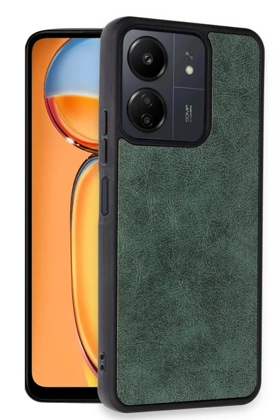 Xiaomi Redmi 13C Kılıf Aras Deri Kapak - Koyu Yeşil - Resim 2