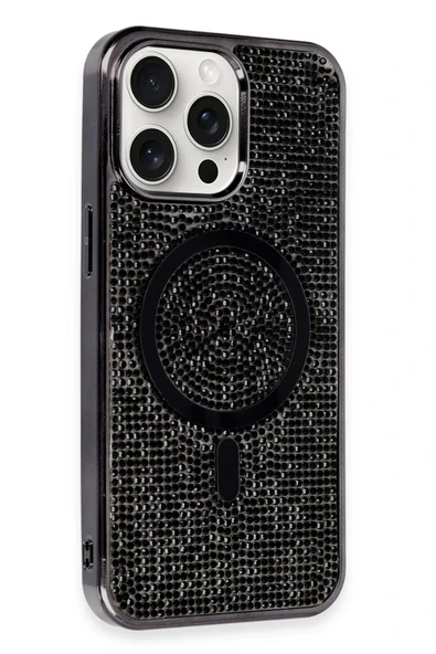 iPhone 15 Pro Kılıf Diamond Magsafe Kapak - Siyah ürün görseli 1