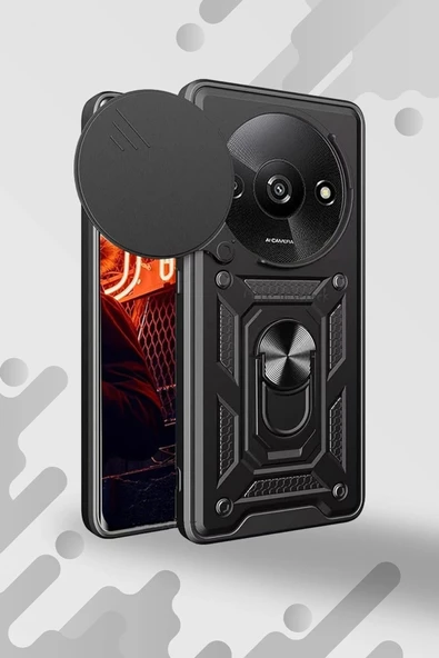 Xiaomi Redmi A3 4G Kılıf Pars Lens Yüzüklü Silikon - Kırmızı - Resim 2