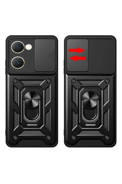 Vivo Y18 Kılıf Pars Lens Yüzüklü Silikon - Lacivert - Resim 2