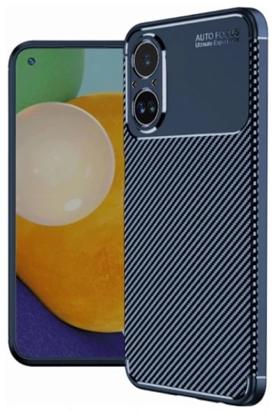 Realme 12 Lite Kılıf Auto Focus Karbon Kapak - Lacivert ürün görseli