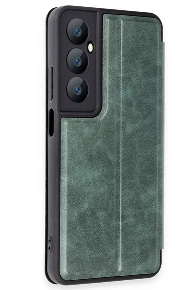Realme C65 Kılıf Flip Cover - Koyu Yeşil - Resim 2