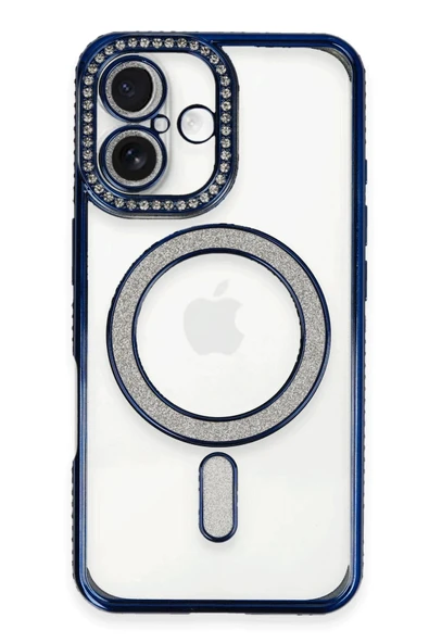 iPhone 16 Plus Kılıf Joke Simli Magneticsafe Kılıf - Lacivert ürün görseli