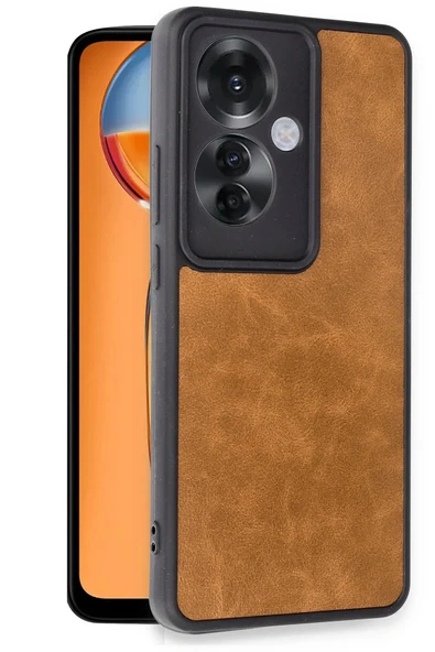 Oppo Reno 11F Kılıf Aras Deri Kapak - Taba - Resim 2