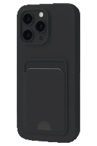 iPhone 16 Plus Kılıf Kelvin Kartvizitli Silikon - Siyah - Resim 2