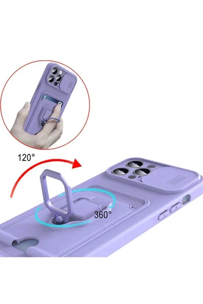 Xiaomi Redmi 13 4G Kılıf Zuma Kartvizitli Yüzüklü Silikon - Lacivert - Resim 2