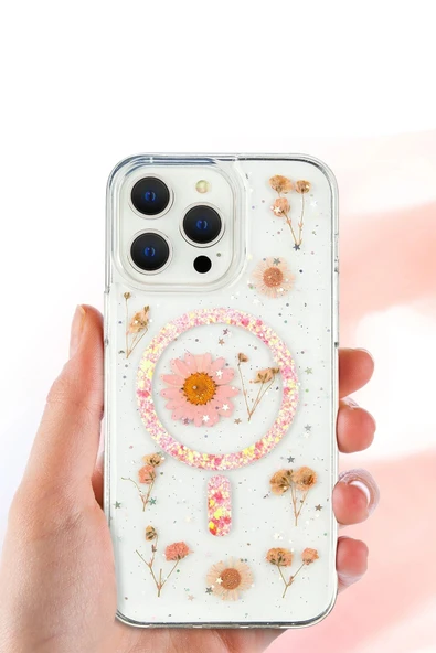 iPhone 16 Pro Max Kılıf Daisy Simli Magsafe Kapak - Mor - Resim 3