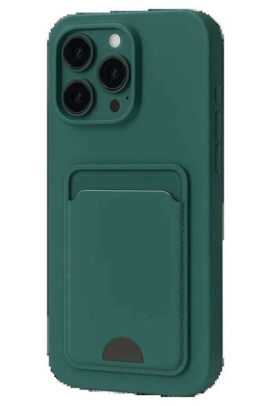 iPhone 16 Pro Kılıf Kelvin Kartvizitli Silikon - Koyu Yeşil ürün görseli 1