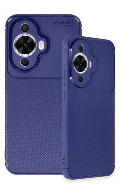 Huawei Nova 12S Kılıf Auto Focus Karbon Kapak - Lacivert - Resim 3