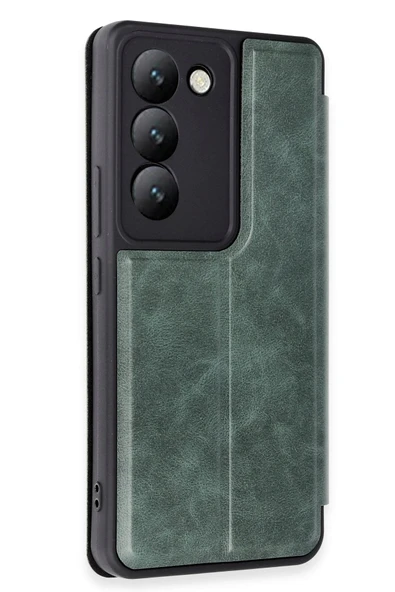 Vivo V30 Lite 4G Kılıf Flip Cover - Koyu Yeşil - Resim 2
