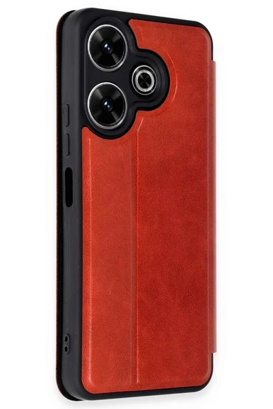 Xiaomi Redmi 13 4G Kılıf Flip Cover - Kırmızı - Resim 2