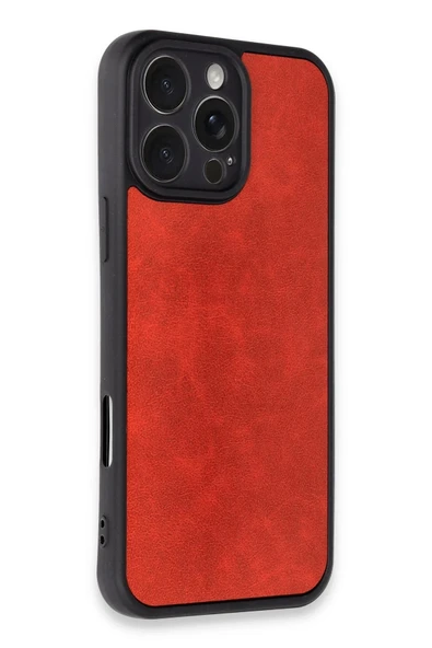 iPhone 16 Pro Max Kılıf Aras Deri Kapak - Kırmızı - Resim 3