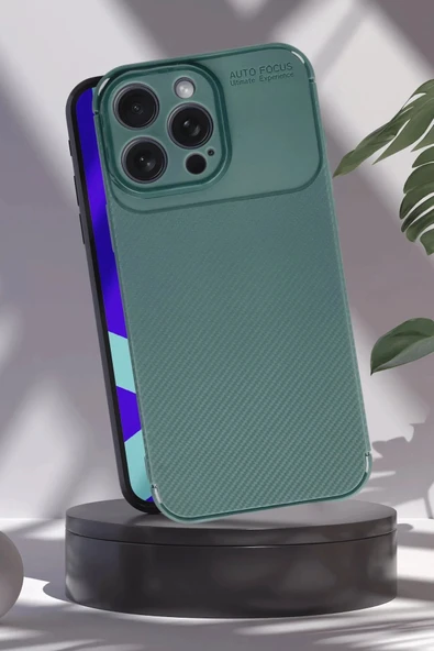 iPhone 16 Pro Max Kılıf Auto Focus Karbon Kapak - Lacivert - Resim 3