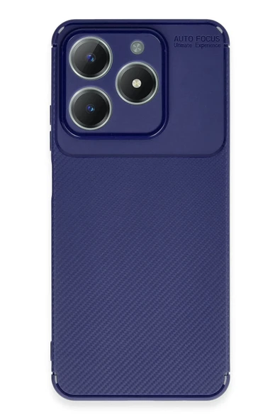 Realme C61 Kılıf Auto Focus Karbon Kapak - Lacivert - Resim 4