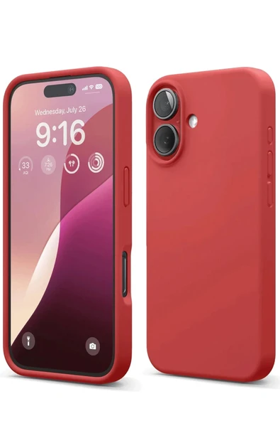 iPhone 16 Kılıf Nano içi Kadife Silikon - Kırmızı ürün görseli