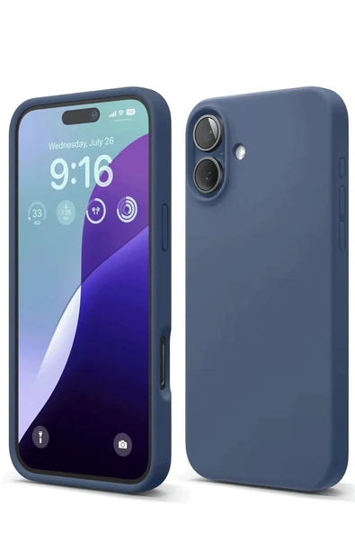 iPhone 16 Kılıf Nano içi Kadife Silikon - Lacivert ürün görseli