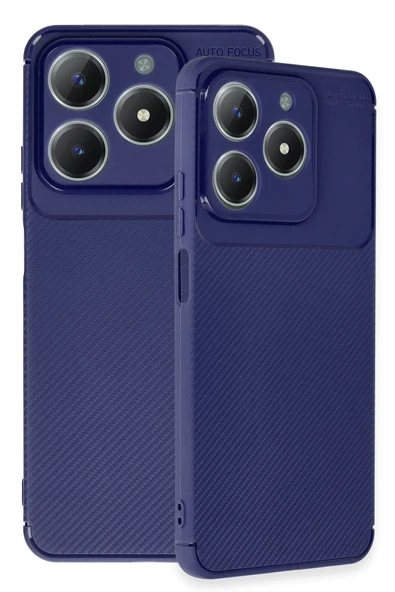 Realme C61 Kılıf Auto Focus Karbon Kapak - Lacivert - Resim 3
