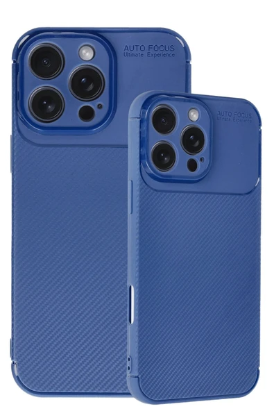 iPhone 16 Pro Max Kılıf Auto Focus Karbon Kapak - Lacivert - Resim 2